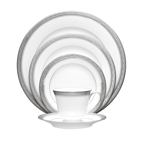 Noritake Crestwood Platinum 20 Piece Dinnerware Set, Service for 4